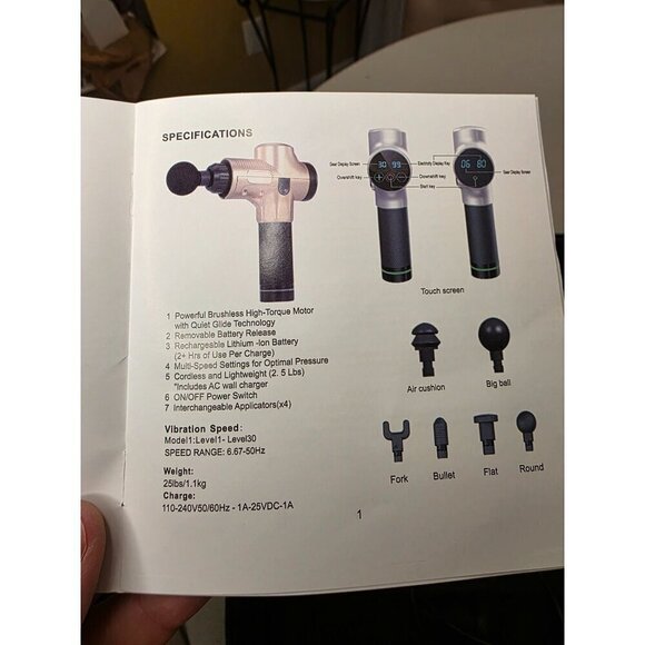 Massage Gun Deep Tissue Massager Fascia Massage Gun for Pain Relief Hand-Held El - Picture 6 of 16